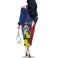Personalized Sint Maarten Flag Day Family Matching Off The Shoulder Long Sleeve Dress and Hawaiian Shirt 40th Anniversary Semper Progrediens
