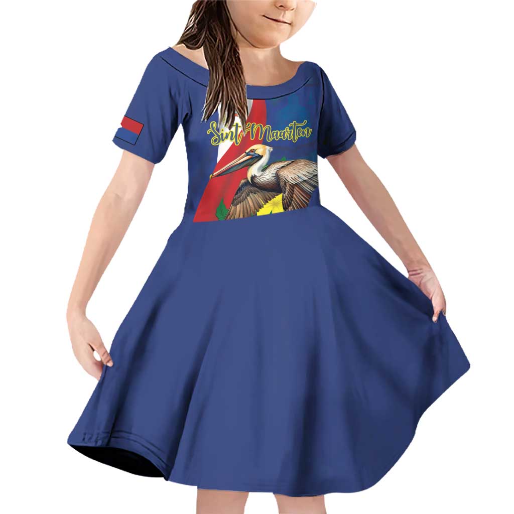 Personalized Sint Maarten Flag Day Family Matching Off Shoulder Short Dress and Hawaiian Shirt 40th Anniversary Semper Progrediens