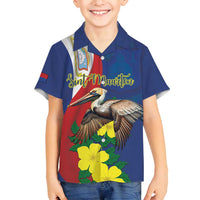 Personalized Sint Maarten Flag Day Family Matching Off Shoulder Short Dress and Hawaiian Shirt 40th Anniversary Semper Progrediens