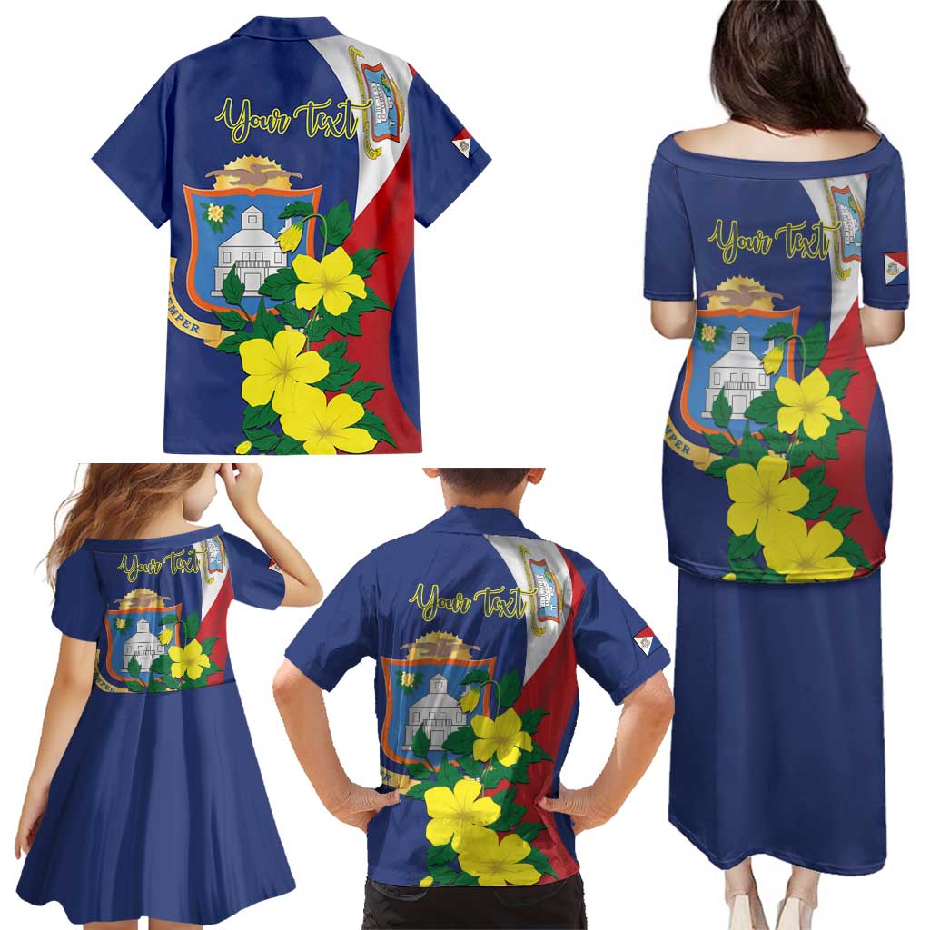 Personalized Sint Maarten Flag Day Family Matching Puletasi and Hawaiian Shirt 40th Anniversary Semper Progrediens