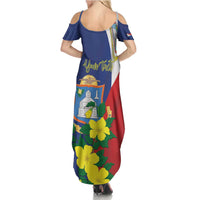 Personalized Sint Maarten Flag Day Family Matching Summer Maxi Dress and Hawaiian Shirt 40th Anniversary Semper Progrediens