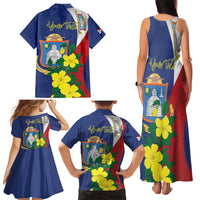 Personalized Sint Maarten Flag Day Family Matching Tank Maxi Dress and Hawaiian Shirt 40th Anniversary Semper Progrediens