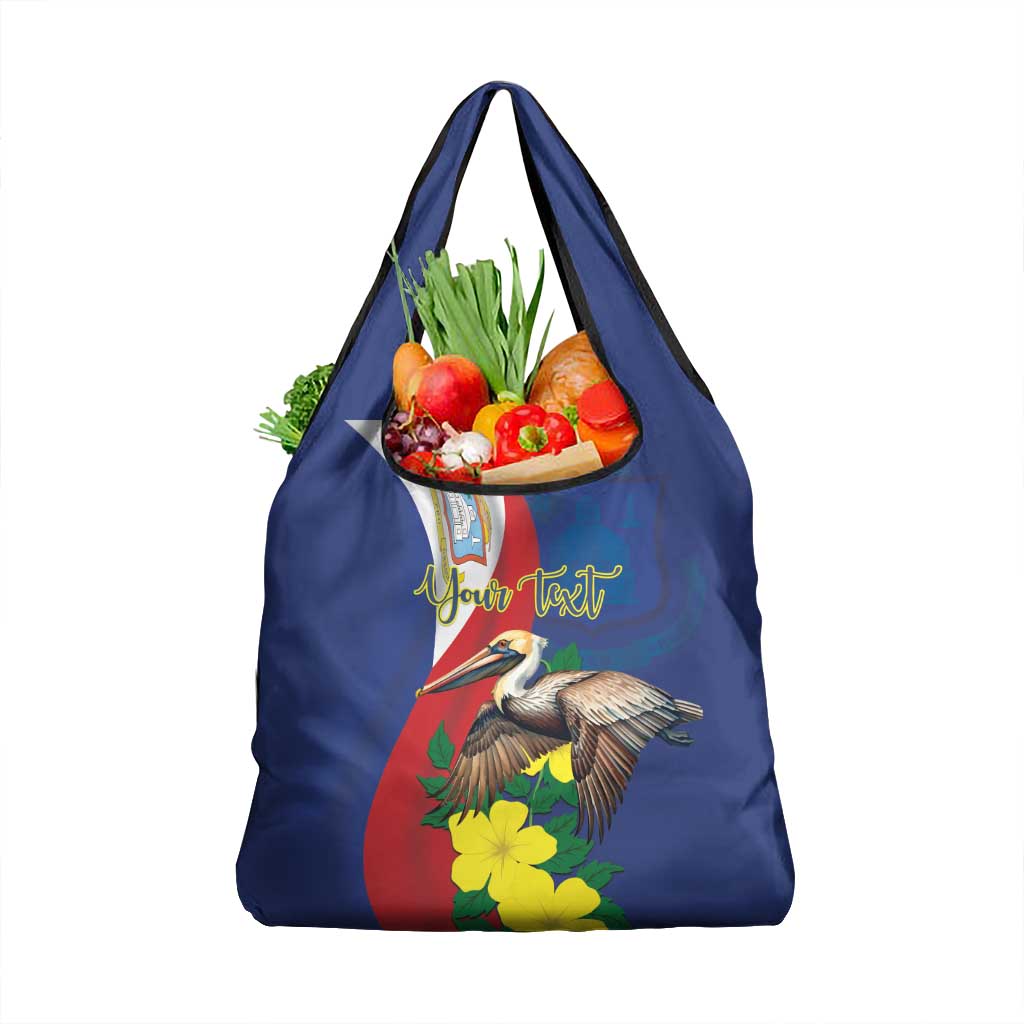Personalized Sint Maarten Flag Day Grocery Bag 40th Anniversary Semper Progrediens