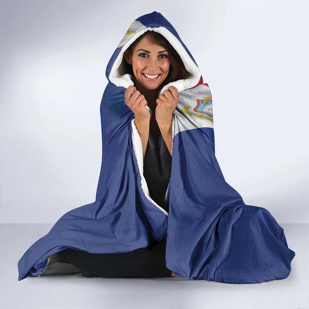 Personalized Sint Maarten Flag Day Hooded Blanket 40th Anniversary Semper Progrediens