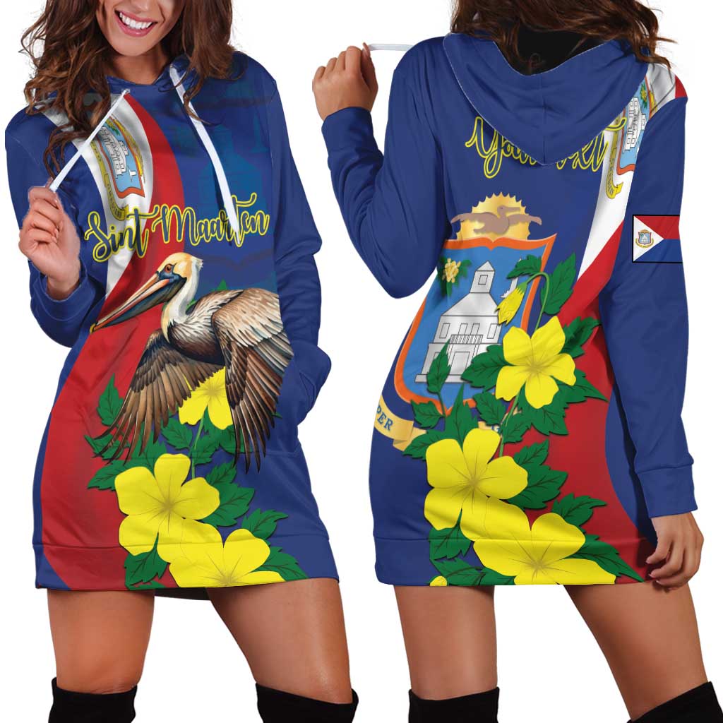 Personalized Sint Maarten Flag Day Hoodie Dress 40th Anniversary Semper Progrediens