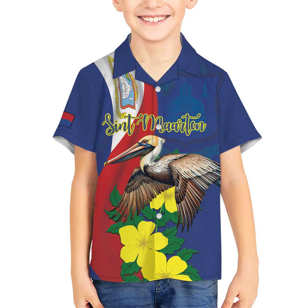 Personalized Sint Maarten Flag Day Kid Hawaiian Shirt 40th Anniversary Semper Progrediens