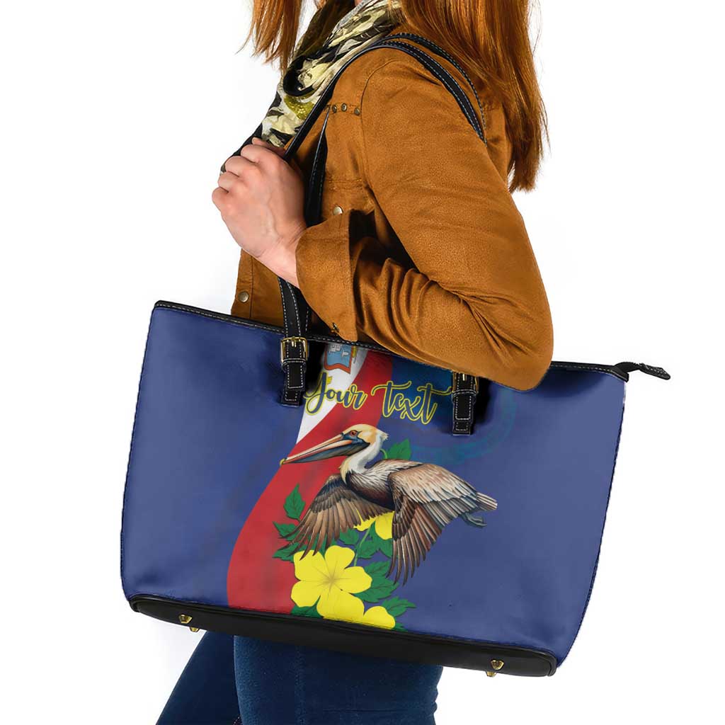 Personalized Sint Maarten Flag Day Leather Tote Bag 40th Anniversary Semper Progrediens