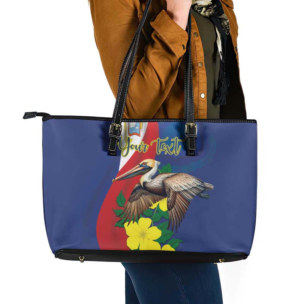 Personalized Sint Maarten Flag Day Leather Tote Bag 40th Anniversary Semper Progrediens