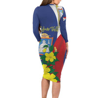 Personalized Sint Maarten Flag Day Long Sleeve Bodycon Dress 40th Anniversary Semper Progrediens