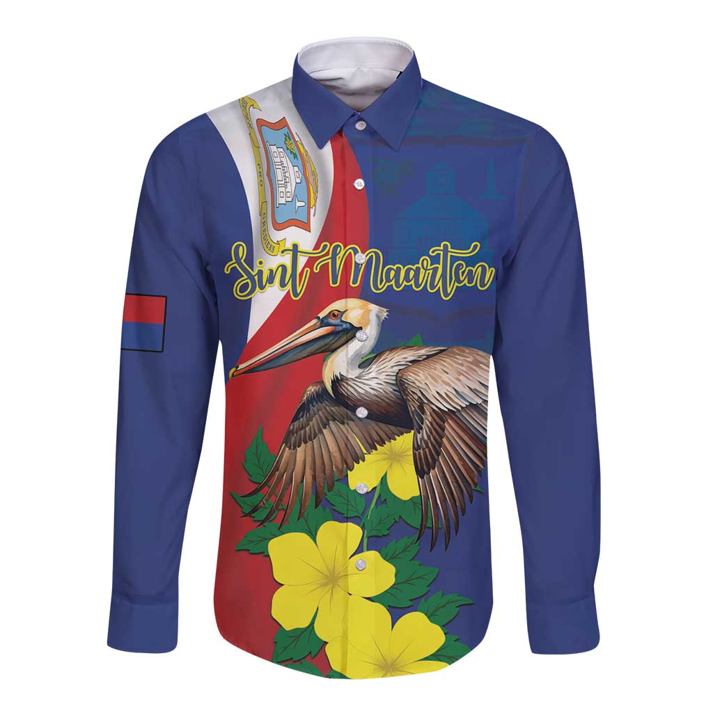 Personalized Sint Maarten Flag Day Long Sleeve Button Shirt 40th Anniversary Semper Progrediens