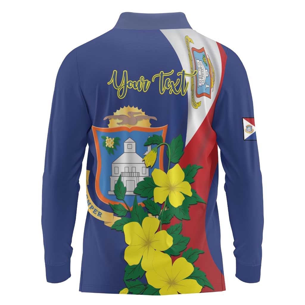 Personalized Sint Maarten Flag Day Long Sleeve Polo Shirt 40th Anniversary Semper Progrediens
