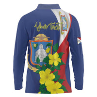 Personalized Sint Maarten Flag Day Long Sleeve Polo Shirt 40th Anniversary Semper Progrediens