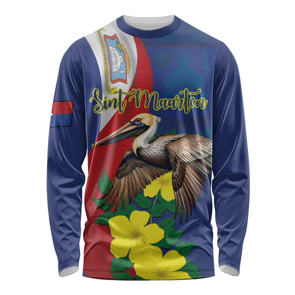 Personalized Sint Maarten Flag Day Long Sleeve Shirt 40th Anniversary Semper Progrediens