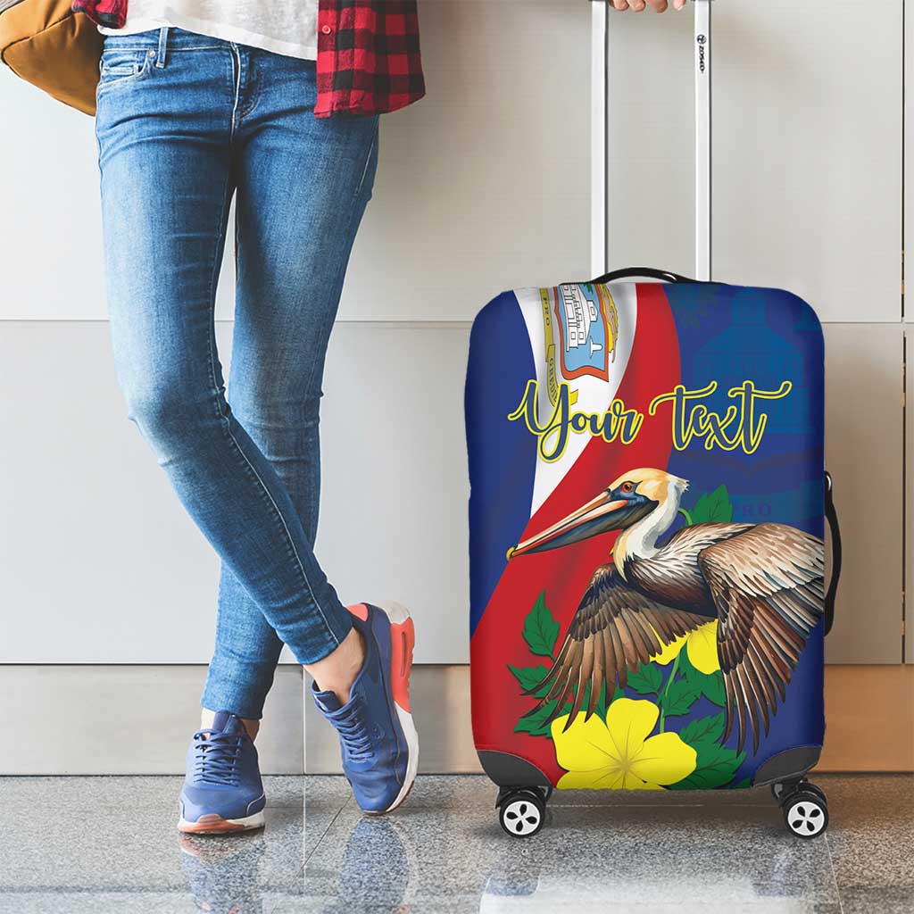 Personalized Sint Maarten Flag Day Luggage Cover 40th Anniversary Semper Progrediens