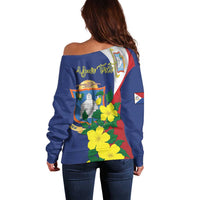 Personalized Sint Maarten Flag Day Off Shoulder Sweater 40th Anniversary Semper Progrediens