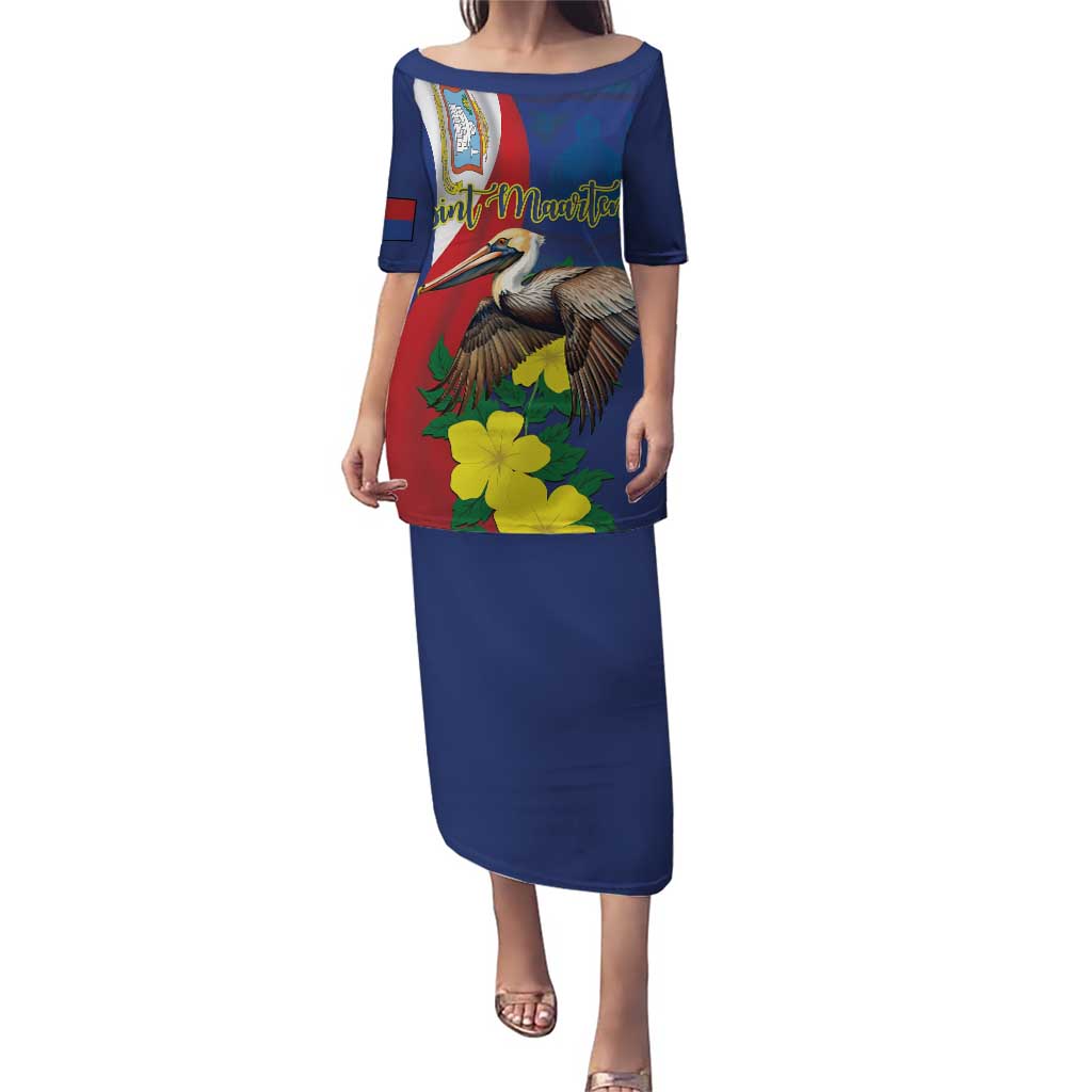 Personalized Sint Maarten Flag Day Puletasi 40th Anniversary Semper Progrediens