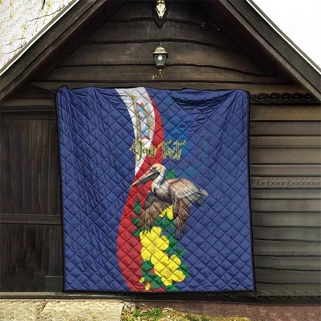 Personalized Sint Maarten Flag Day Quilt 40th Anniversary Semper Progrediens