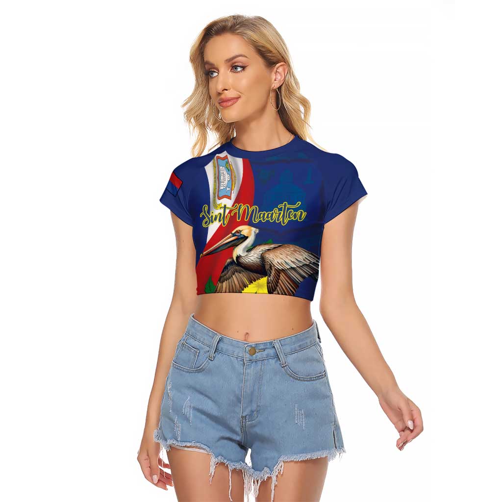 Personalized Sint Maarten Flag Day Raglan Cropped T Shirt 40th Anniversary Semper Progrediens