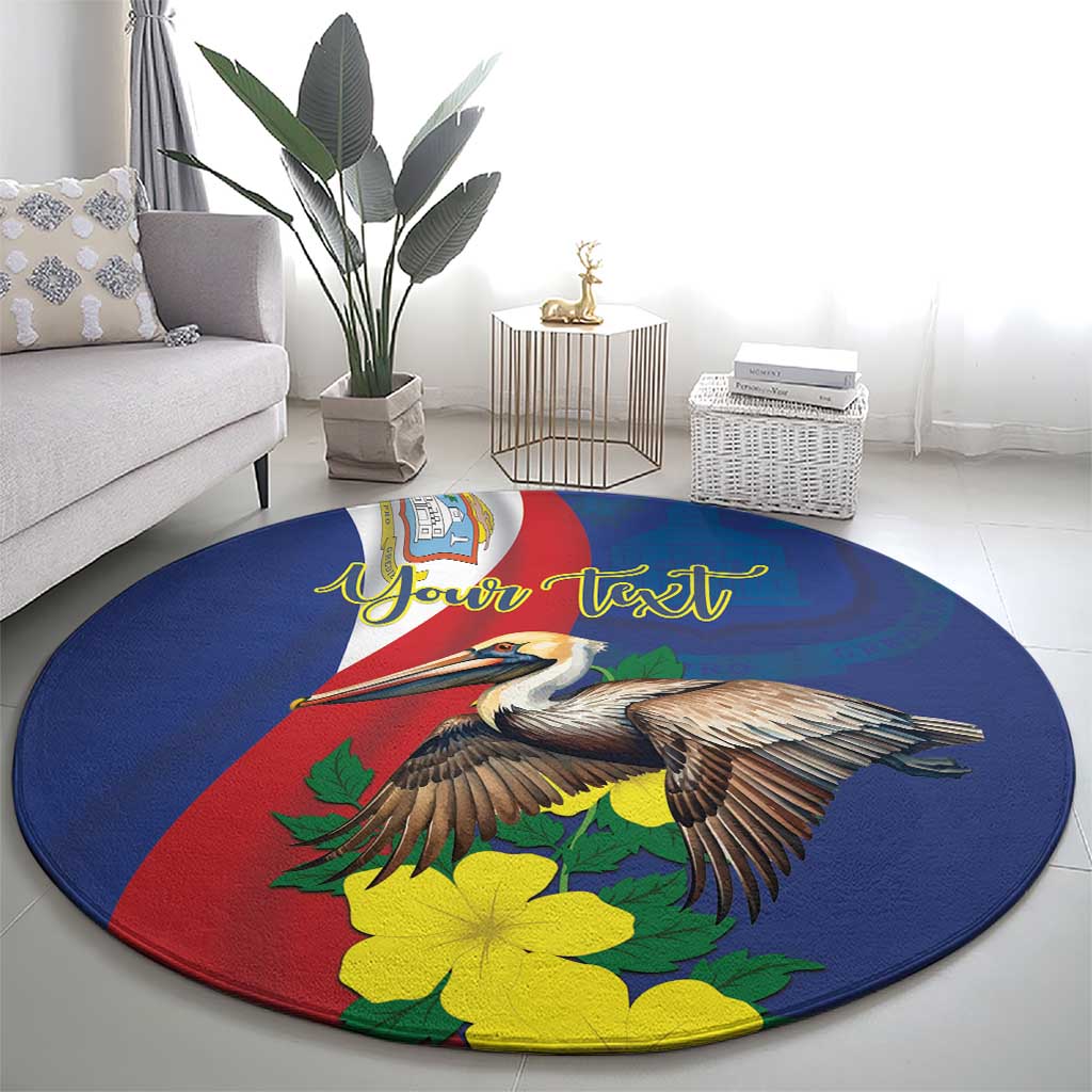 Personalized Sint Maarten Flag Day Round Carpet 40th Anniversary Semper Progrediens
