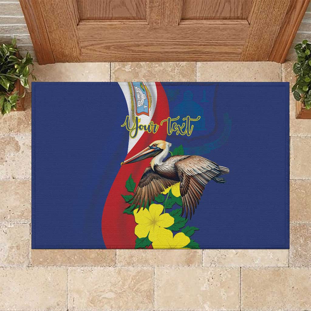 Personalized Sint Maarten Flag Day Rubber Doormat 40th Anniversary Semper Progrediens