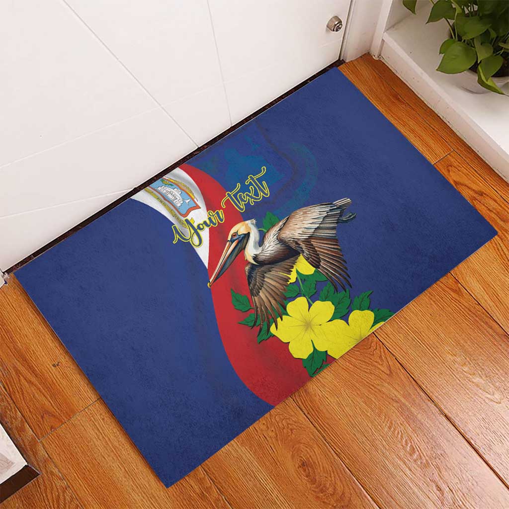 Personalized Sint Maarten Flag Day Rubber Doormat 40th Anniversary Semper Progrediens