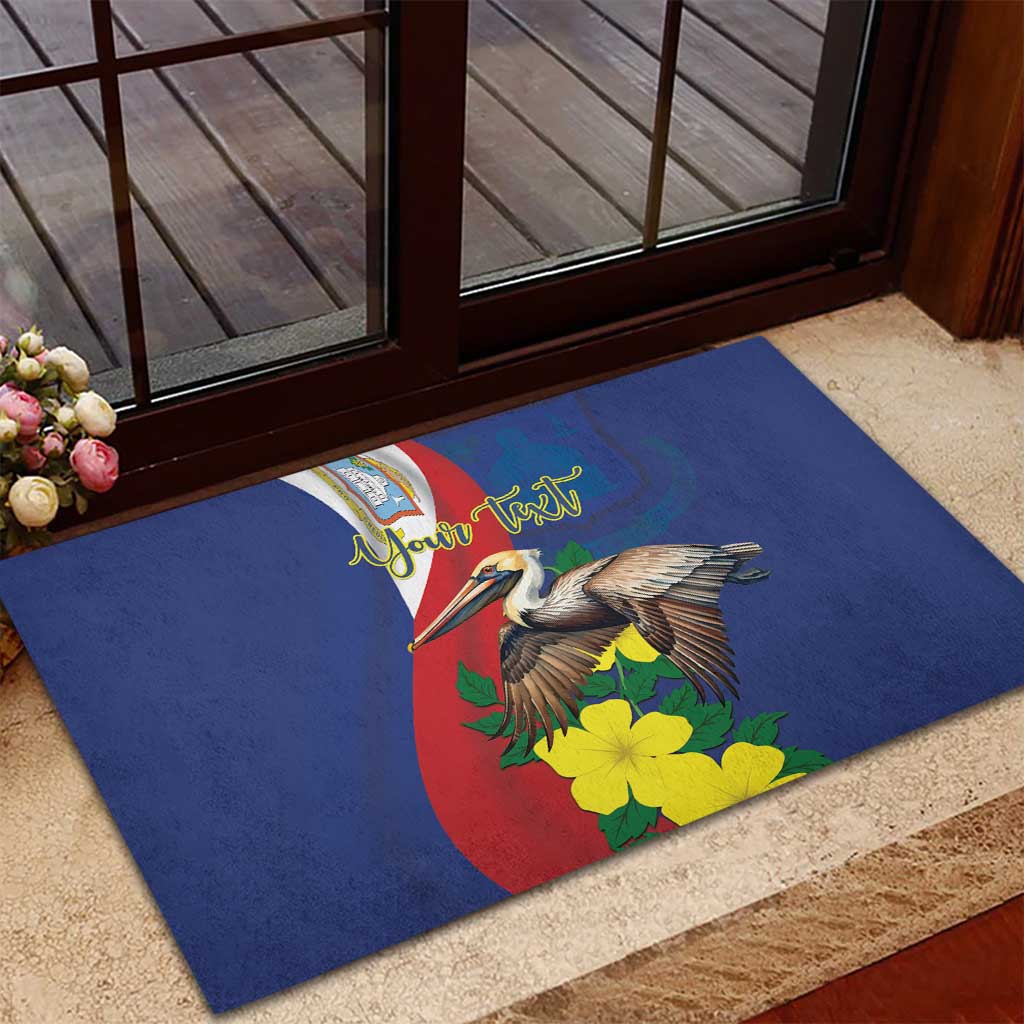Personalized Sint Maarten Flag Day Rubber Doormat 40th Anniversary Semper Progrediens