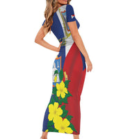 Personalized Sint Maarten Flag Day Short Sleeve Bodycon Dress 40th Anniversary Semper Progrediens