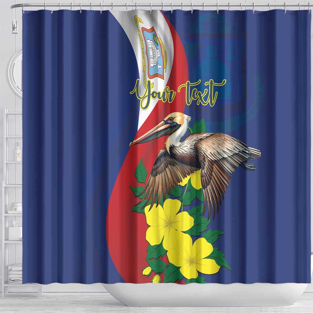 Personalized Sint Maarten Flag Day Shower Curtain 40th Anniversary Semper Progrediens