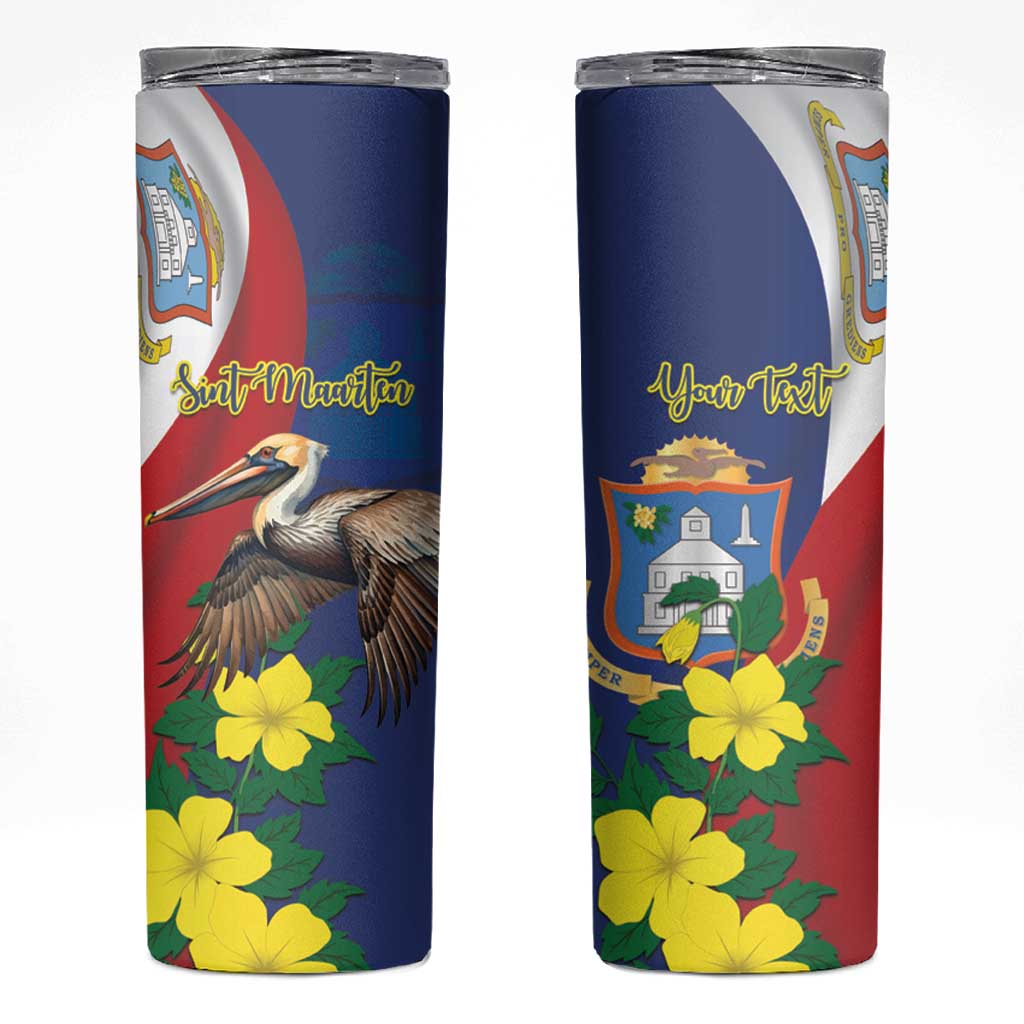 Personalized Sint Maarten Flag Day Skinny Tumbler 40th Anniversary Semper Progrediens
