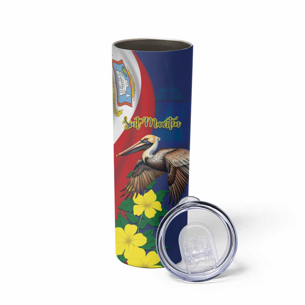 Personalized Sint Maarten Flag Day Skinny Tumbler 40th Anniversary Semper Progrediens