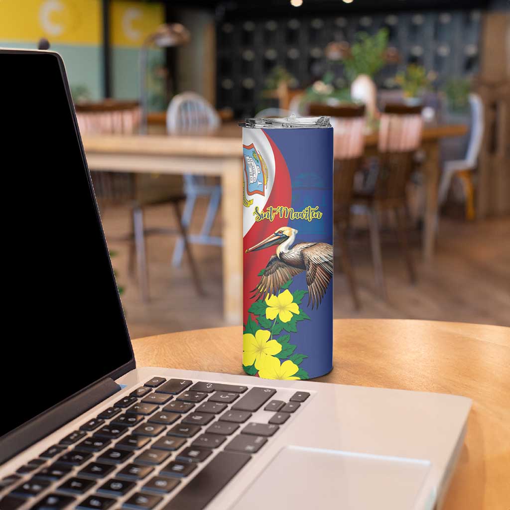 Personalized Sint Maarten Flag Day Skinny Tumbler 40th Anniversary Semper Progrediens