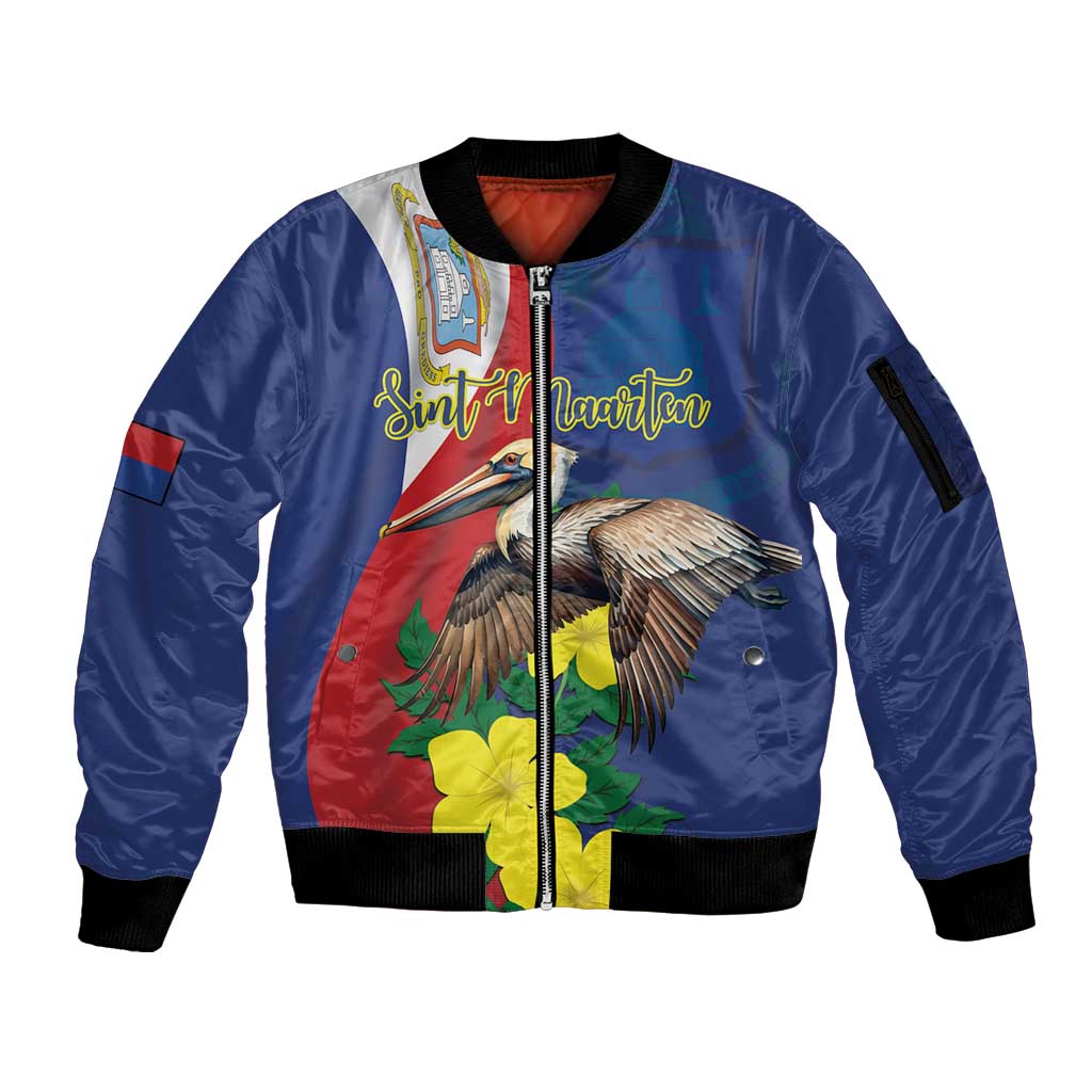 Personalized Sint Maarten Flag Day Sleeve Zip Bomber Jacket 40th Anniversary Semper Progrediens