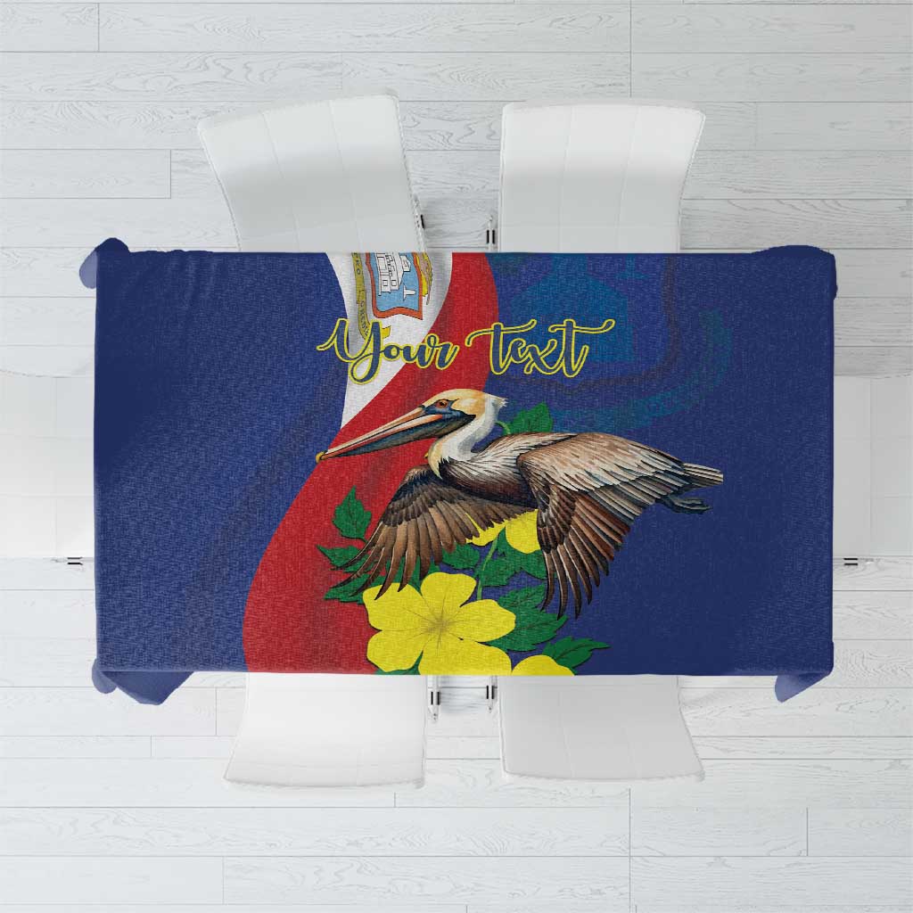 Personalized Sint Maarten Flag Day Tablecloth 40th Anniversary Semper Progrediens