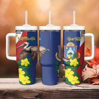 Personalized Sint Maarten Flag Day Tumbler With Handle 40th Anniversary Semper Progrediens