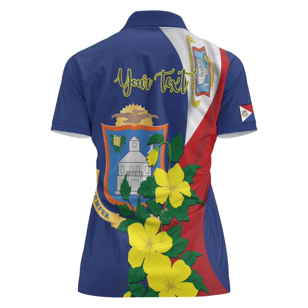 Personalized Sint Maarten Flag Day Women Polo Shirt 40th Anniversary Semper Progrediens