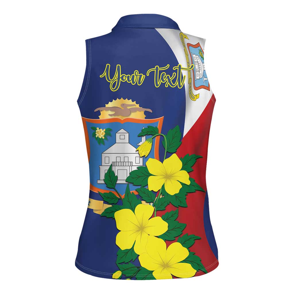 Personalized Sint Maarten Flag Day Women Sleeveless Polo Shirt 40th Anniversary Semper Progrediens