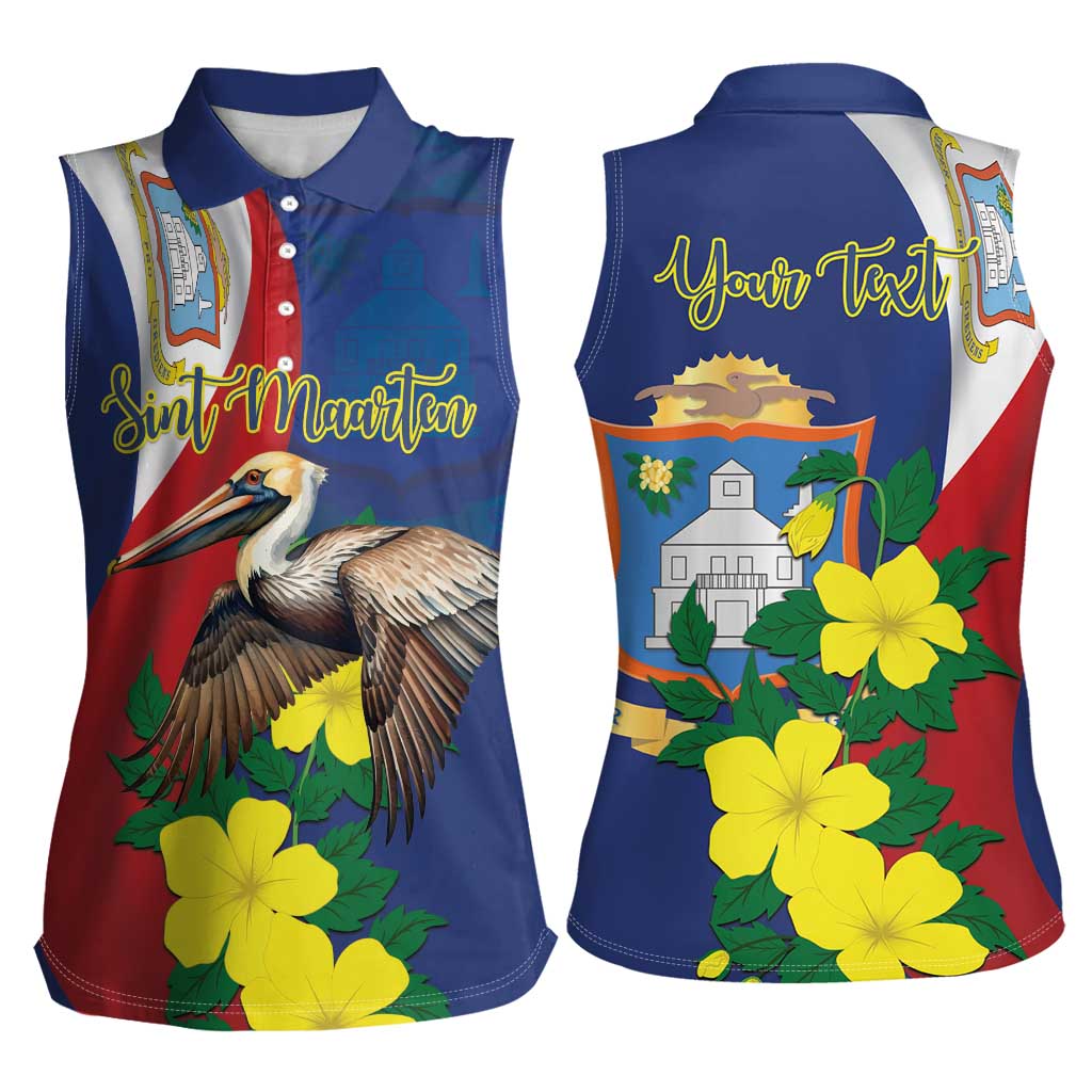 Personalized Sint Maarten Flag Day Women Sleeveless Polo Shirt 40th Anniversary Semper Progrediens