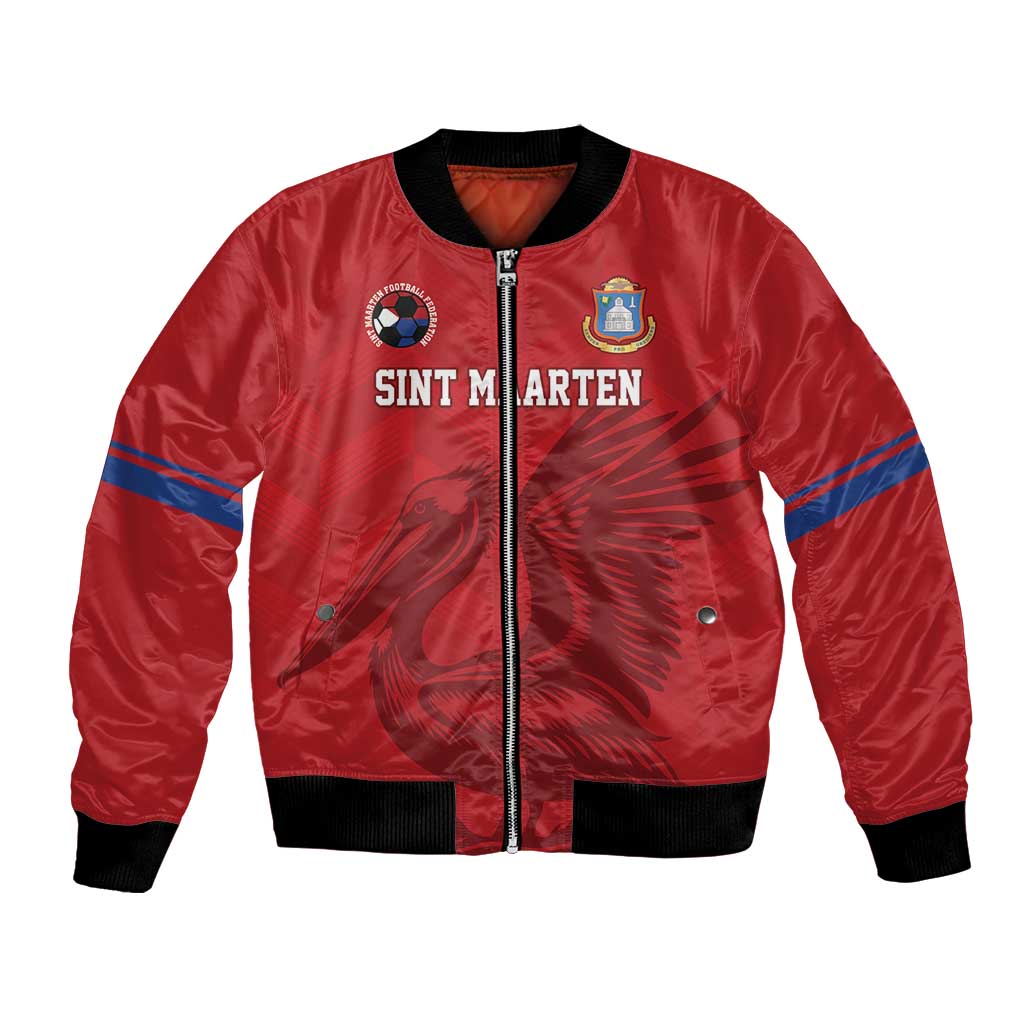 Custom Sint Maarten Football Red Version Bomber Jacket Go Champion
