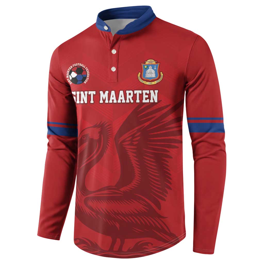 Custom Sint Maarten Football Red Version Button Sweatshirt Go Champion