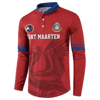 Custom Sint Maarten Football Red Version Button Sweatshirt Go Champion