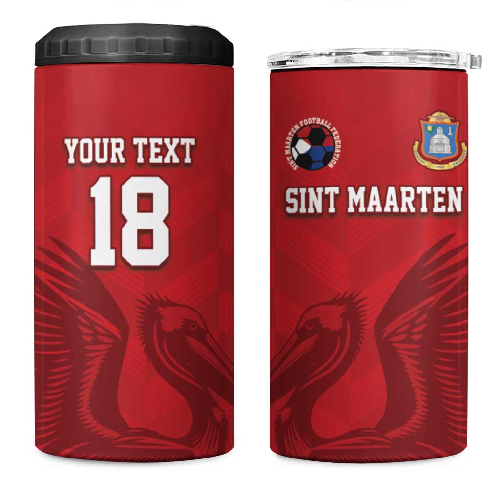 Custom Sint Maarten Football Red Version 4 in 1 Can Cooler Tumbler Go Champion