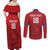 Custom Sint Maarten Football Red Version Couples Matching Off Shoulder Maxi Dress and Long Sleeve Button Shirt Go Champion
