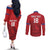 Custom Sint Maarten Football Red Version Couples Matching Off The Shoulder Long Sleeve Dress and Long Sleeve Button Shirt Go Champion