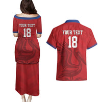 Custom Sint Maarten Football Red Version Couples Matching Puletasi and Hawaiian Shirt Go Champion