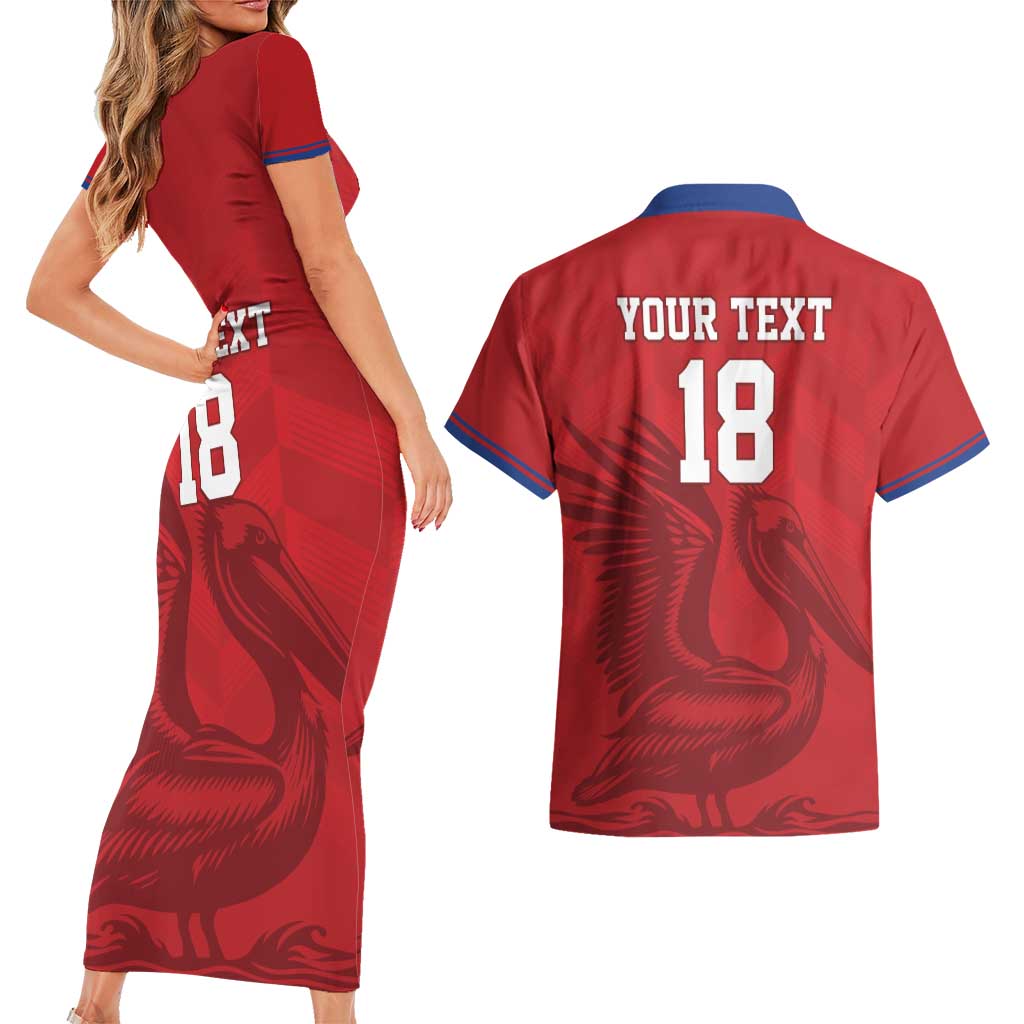 Custom Sint Maarten Football Red Version Couples Matching Short Sleeve Bodycon Dress and Hawaiian Shirt Go Champion