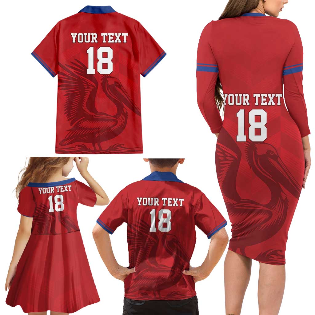 Custom Sint Maarten Football Red Version Family Matching Long Sleeve Bodycon Dress and Hawaiian Shirt Go Champion