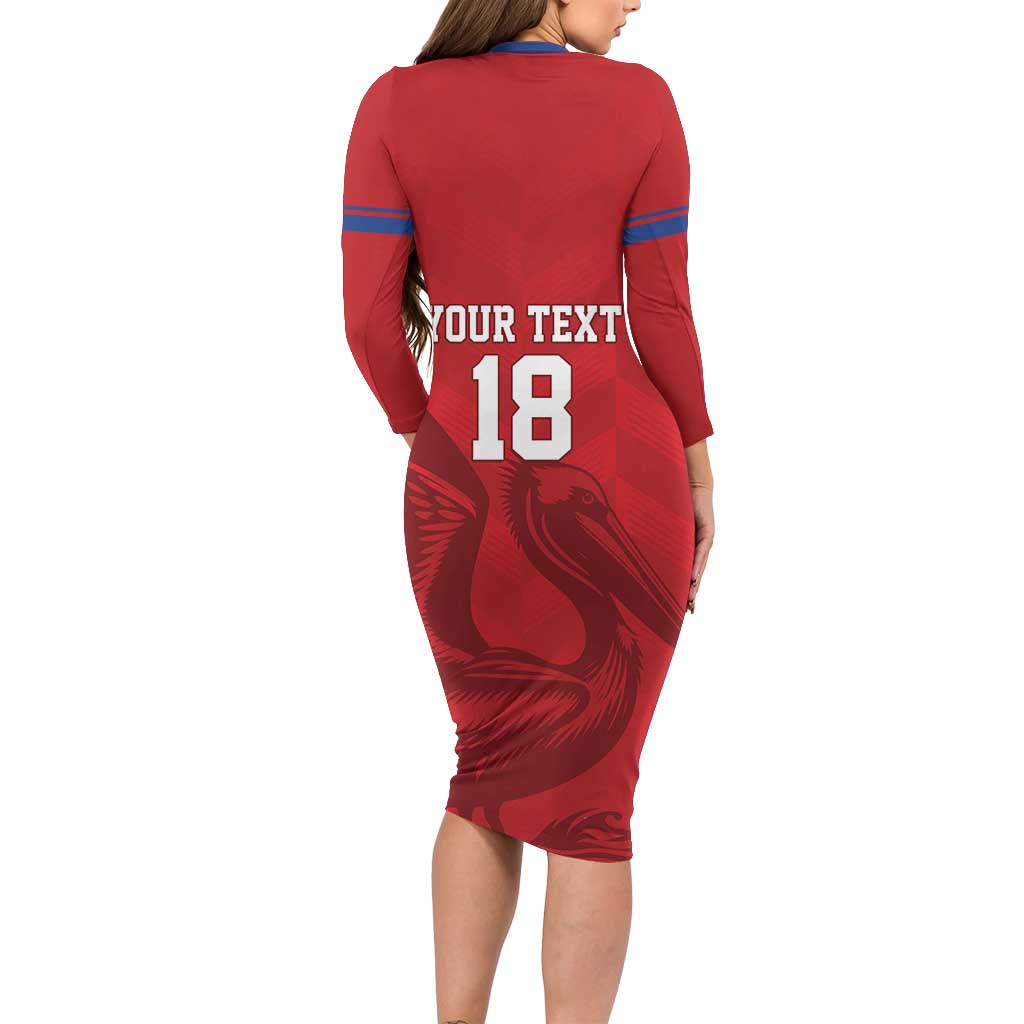 Custom Sint Maarten Football Red Version Family Matching Long Sleeve Bodycon Dress and Hawaiian Shirt Go Champion