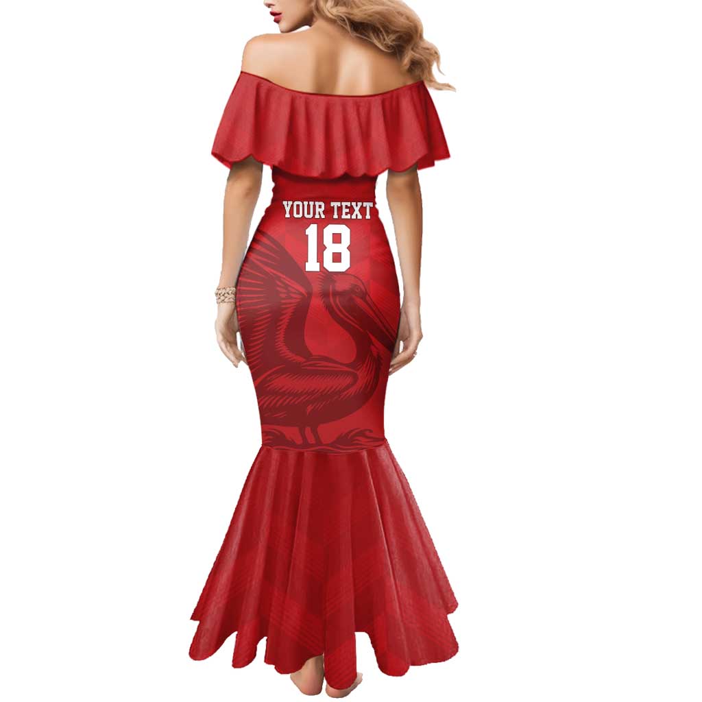 Custom Sint Maarten Football Red Version Family Matching Mermaid Dress and Hawaiian Shirt Go Champion
