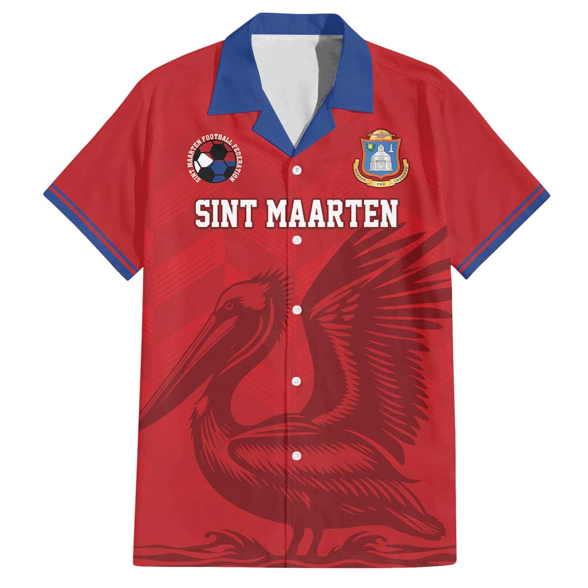 Custom Sint Maarten Football Red Version Family Matching Off The Shoulder Long Sleeve Dress and Hawaiian Shirt Go Champion