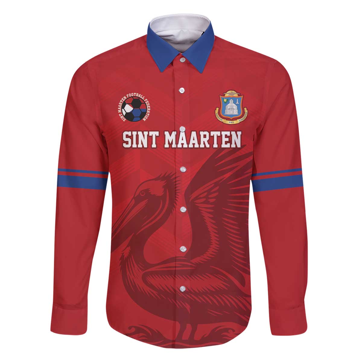 Custom Sint Maarten Football Red Version Family Matching Off The Shoulder Long Sleeve Dress and Hawaiian Shirt Go Champion